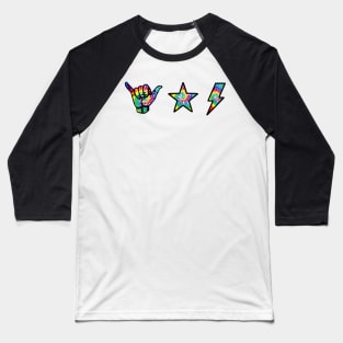 tye dye shaka, star and lightning sticker pack Baseball T-Shirt